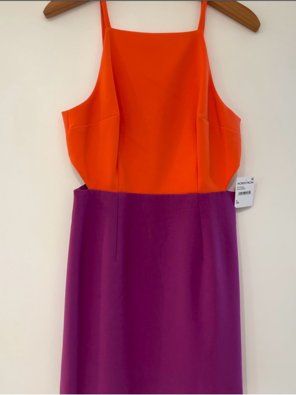 NWT French Connection Whisper Colorblocked Cutout Dress Neon Orange